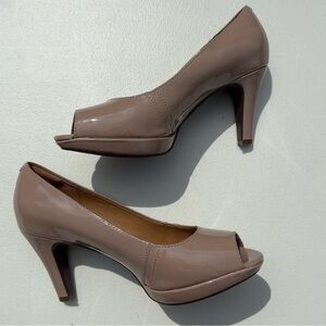 Clarks Narine Rowe High Heel Platform Peep Toe Pumps